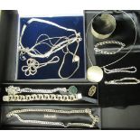 Silver and white metal items of personal ornament: to include a chunky bracelet stamped 830
