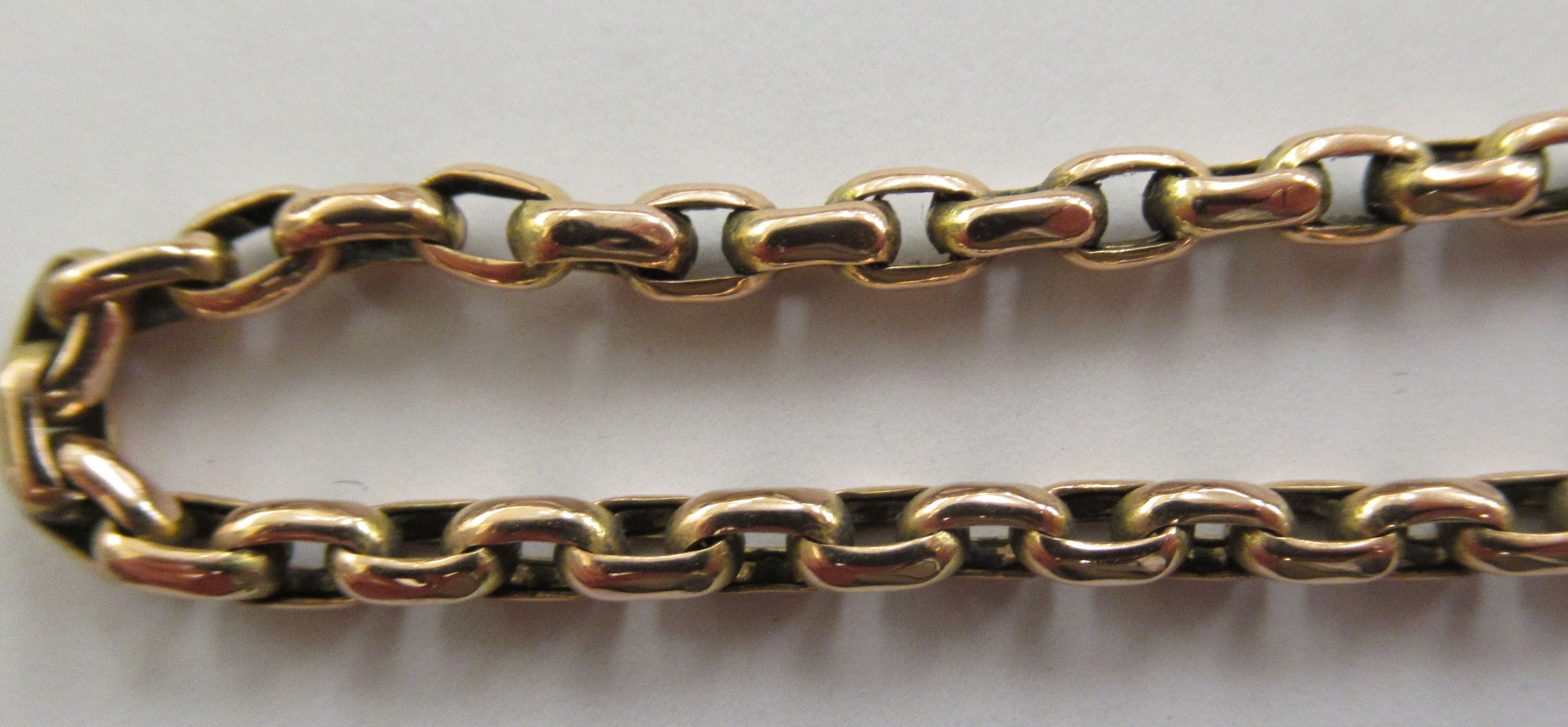 A gold coloured metal belcher link muff chain, - Image 3 of 3