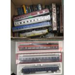 00 gauge model railway accessories: to include tin plate passenger coaches F