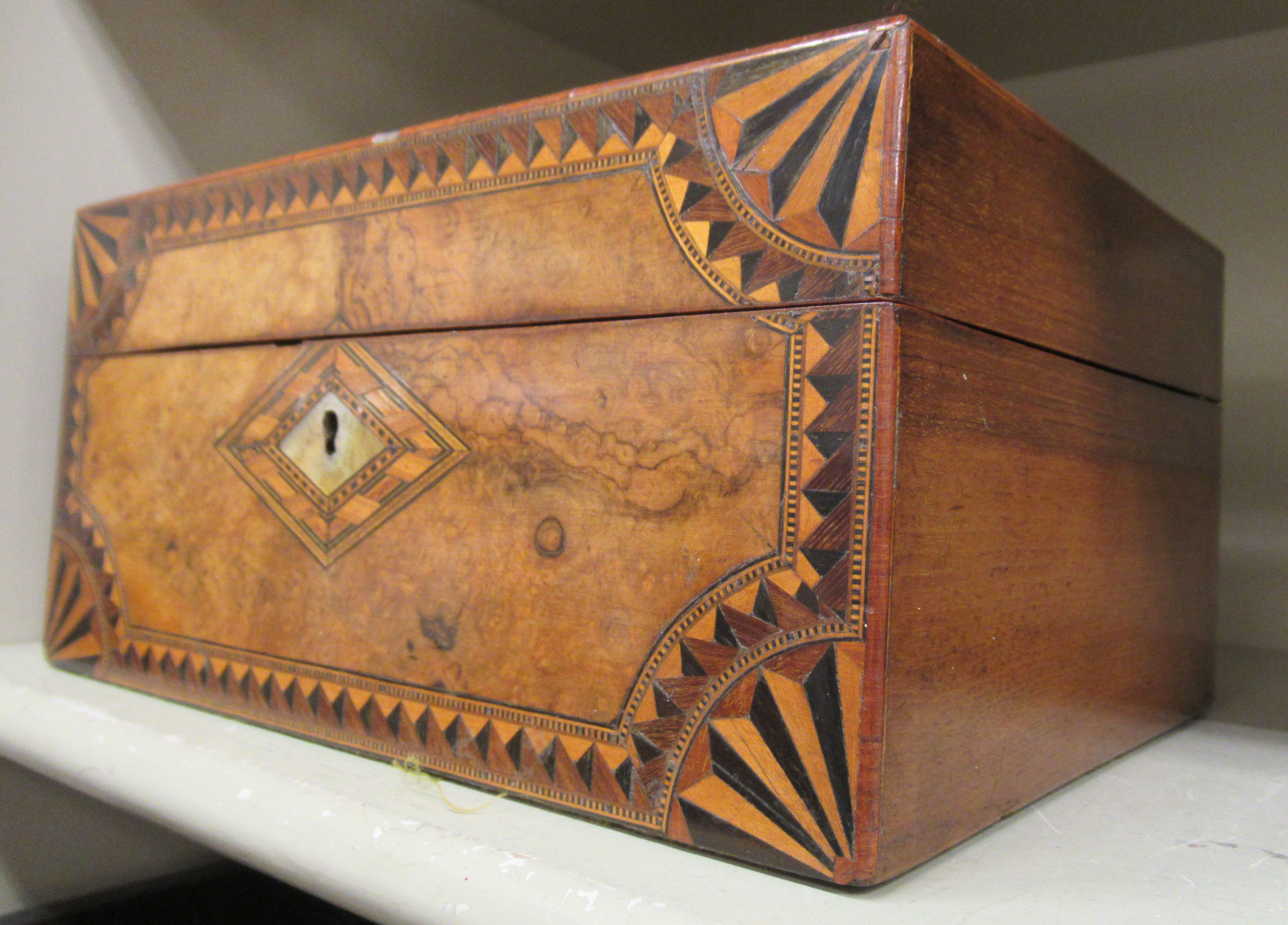 An early 19thC ebony, satinwood and burr walnut work box, - Image 2 of 5