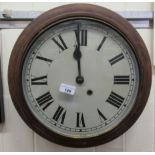 A late 19thC stained beech cased station design timepiece;
