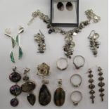 Silver designer jewellery: to include Cogau pearl and scallop shell necklace and matching earrings