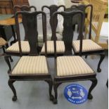 A set of five 1920s/30s Queen Anne style mahogany framed, shell carved splat back dining chairs,