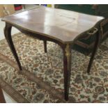 A mid 20thC Continental style stained beech coffee table with gilt metal mounts,