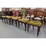 A set of four late Victorian mahogany framed dining chairs,