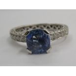 An 18ct white gold Ceylon sapphire and diamond ring 11