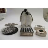 Small collectables: to include a white and black enamelled trinket box,