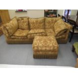A Parker & Farr three person settee, upholstered in classically patterned,