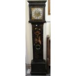 An 18th/19thC black lacquered longcase clock,