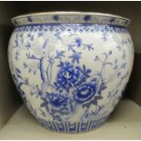 A 20thC Oriental porcelain fish bowl,