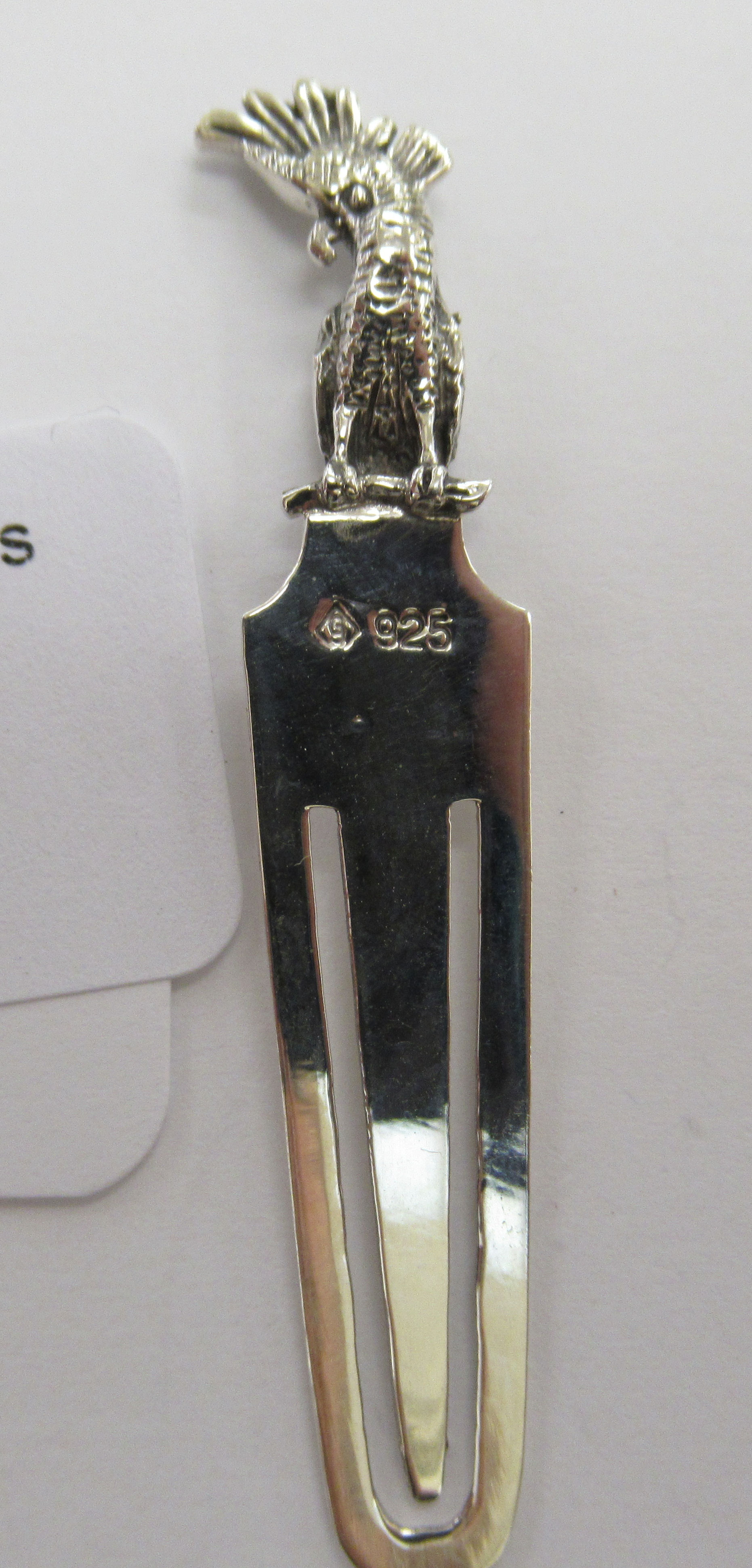 A silver coloured metal bookmark with a perched parrot finial 11 - Image 2 of 2