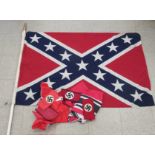 World War II and later military regalia: to include a US Confederate flag; a Third Reich flag;