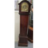 An Edwardian satinwood inlaid mahogany granddaughter clock;