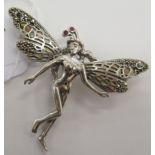 A silver plique a jour brooch,