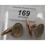 A pair of 'antique' 15ct gold tablet, bar and chain cufflinks,