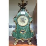 A late 19thC Continental china and ormolu mounted mantel clock,