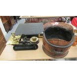 A mixed lot: to include a late Victorian copper coal scuttle with a swing handle 10''h SR