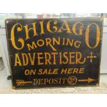 A painted pine advertising board 'Chicago Morning Advertiser,