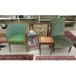 Small furniture: to include a mid 20thC green painted Lloyd Loom style bedroom chair CA