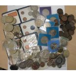 An uncollated collection of British coins, mainly Elizabeth II crowns and first decimal issues,