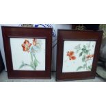 A pair of Chinese painted, ivory glazed porcelain plaques, featuring orchids and insects 7.