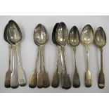 Silver fiddle pattern teaspoons mixed marks 11