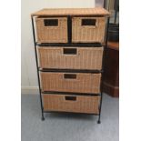A modern bathroom wicker unit with two short and three long drawers 32''h 18''w RAB