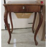 A late 19thC Continental crossbanded rosewood and marquetry sewing table with a part fitted frieze