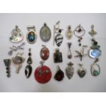 Silver mounted pendants,