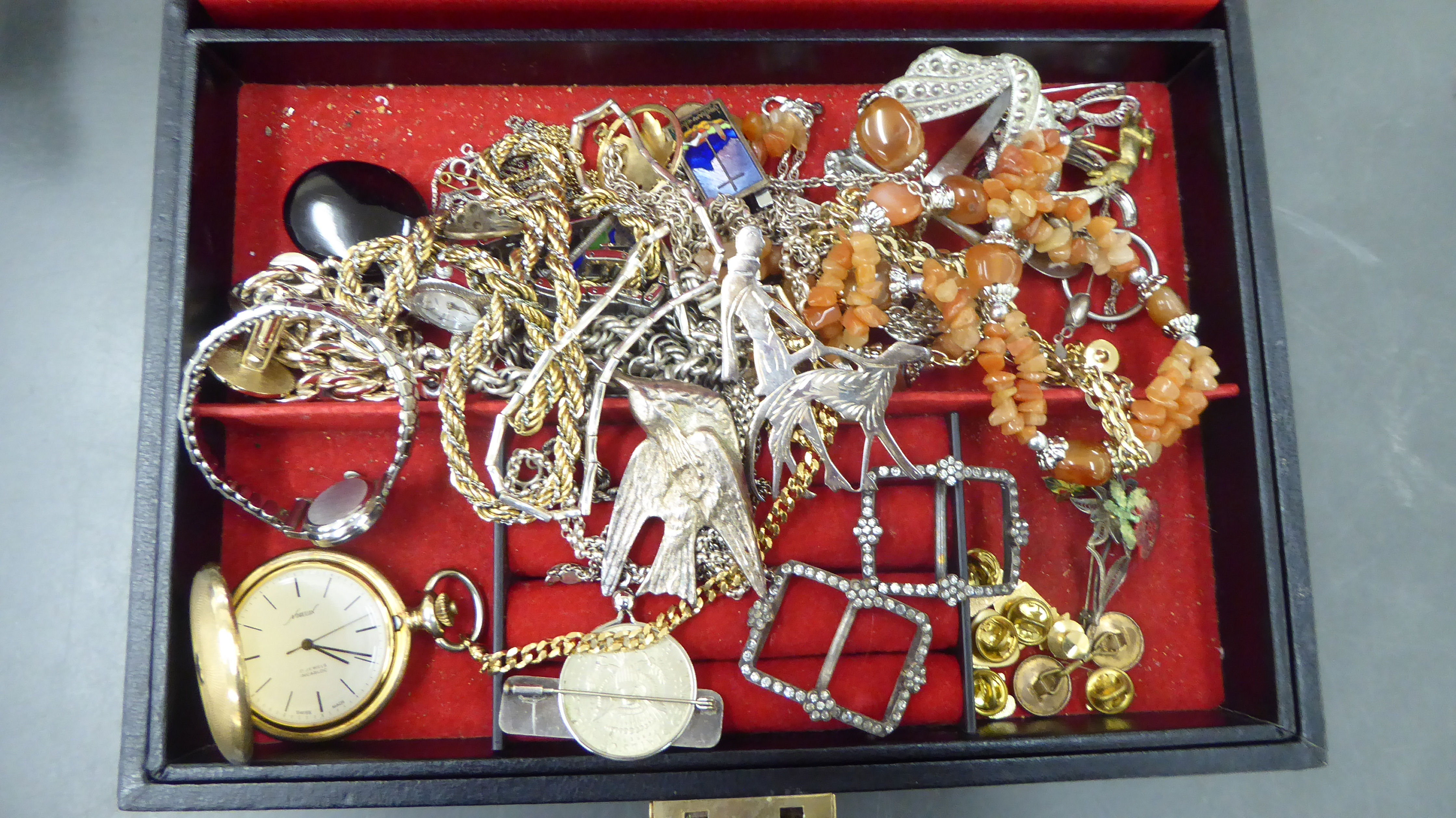 Jewellery and watches: to include a Nobellux yellow metal hunter pocket watch, - Image 2 of 3