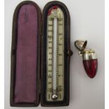 A 19thC pocket size thermometer, the calibrated backplate inscribed Dixey, 552 Oxford Street,