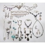 Silver and white metal designer jewellery: to include a bar and bead link enamelled necklace