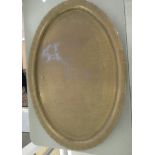 A late 19thC Anglo-Indian oval brass tray,