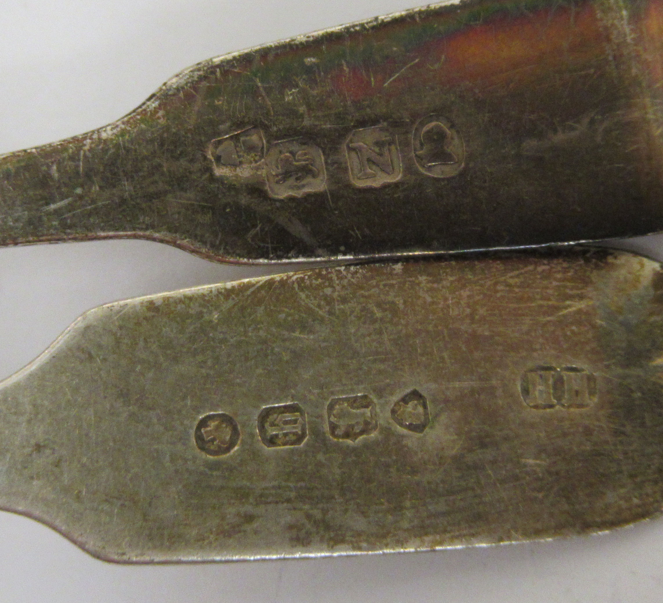 Silver fiddle pattern teaspoons mixed marks 11 - Image 4 of 4