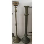 An early 20thC brass uplighter 49''h;