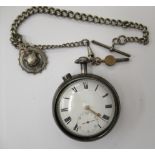 An early 19thC silver pair cased pocket watch, the movement inscribed Geo.Yonge, Strand, London, No.