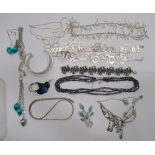 Silver and white metal designer jewellery: to include a necklace with enamelled pear shaped