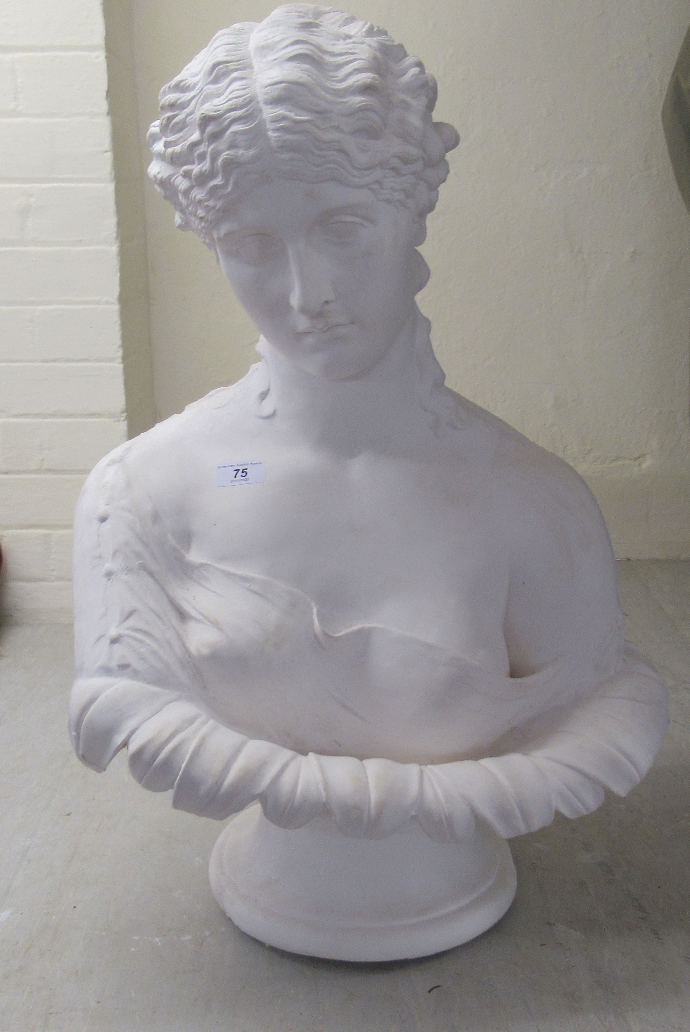 A modern white chalk/plaster bust,