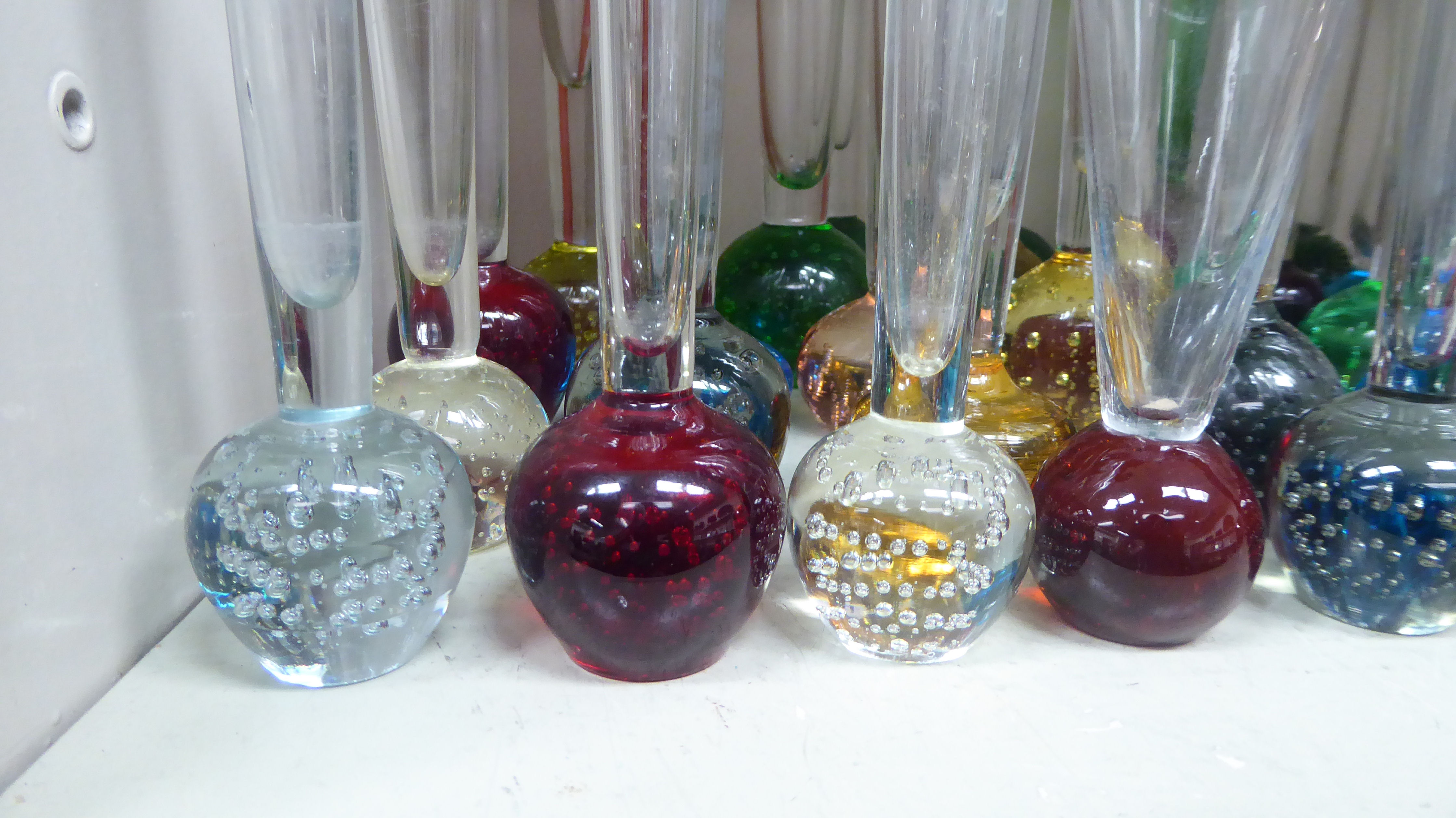 20thC clear and coloured stemmed specimen vases largest 10. - Image 2 of 4