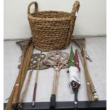 A mixed lot: to include a wicker log basket;