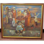 Mid 19thC Russian School - '*etctbo' a family group oil on canvas bears an inscription verso &