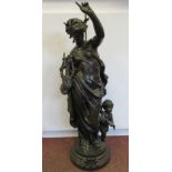 Mathurin Moreau - 'La Poesie' a cast and patinated bronze figure, a standing classical maiden,