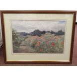 Joy Brand - 'Poppies at Shardeloes' watercolour bears a signature 13.