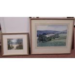 John W Bramham - 'Farm in the Valley' watercolour bears a signature & a label verso 10'' x 14.