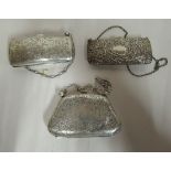 Three similar Edwardian silver folding purses, decorated with bright-cut engraved,