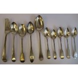 19thC Scottish provincial silver flatware, viz.