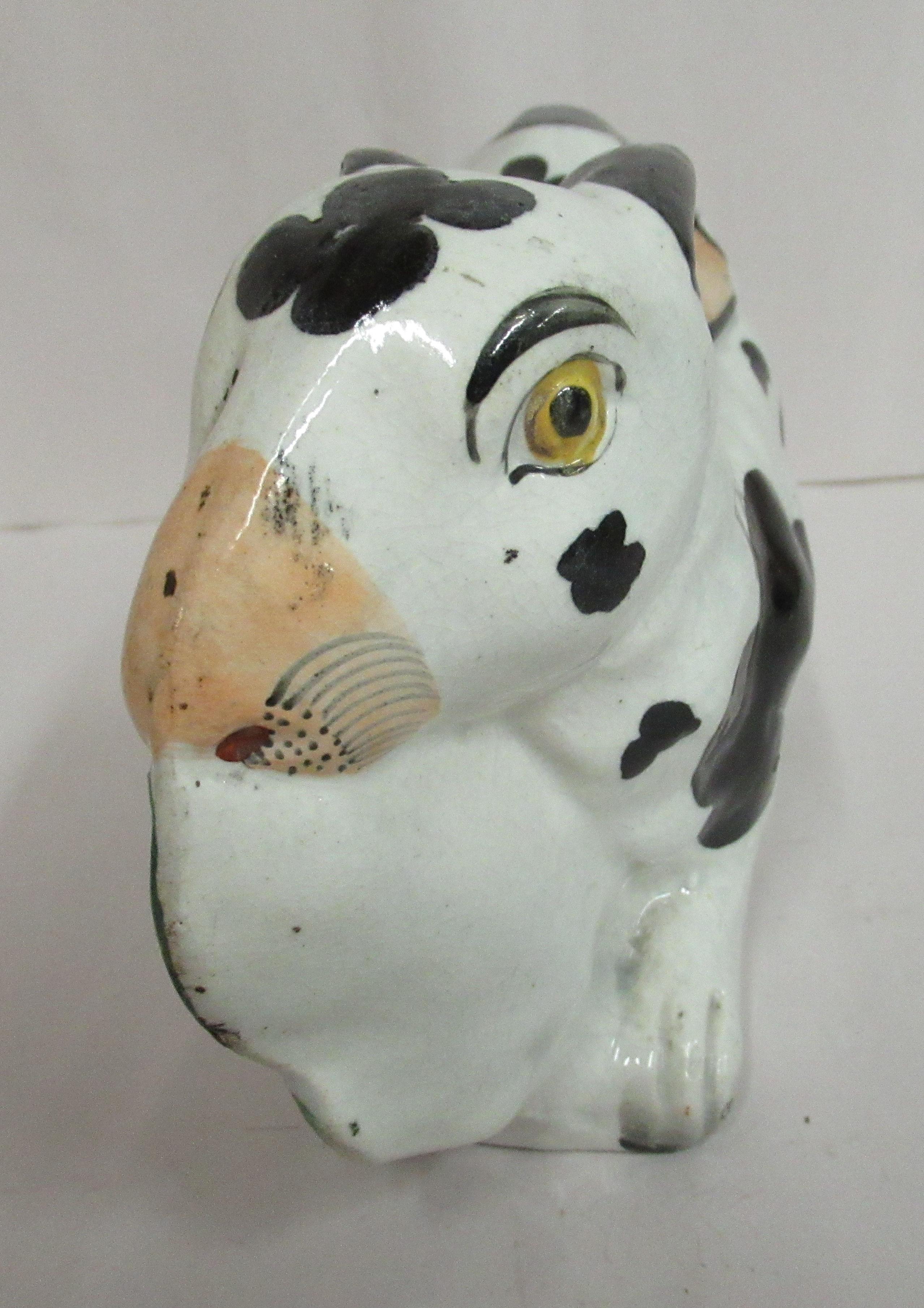 A mid 19thC Staffordshire pottery model, a seated rabbit with black on white markings, - Image 2 of 5