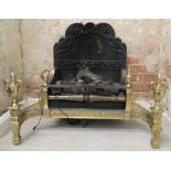 A modern Georgian style, freestanding, lacquered brass and steel fire basket,