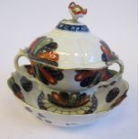 A First Period Worcester porcelain, twin handled cup, stand and cover,