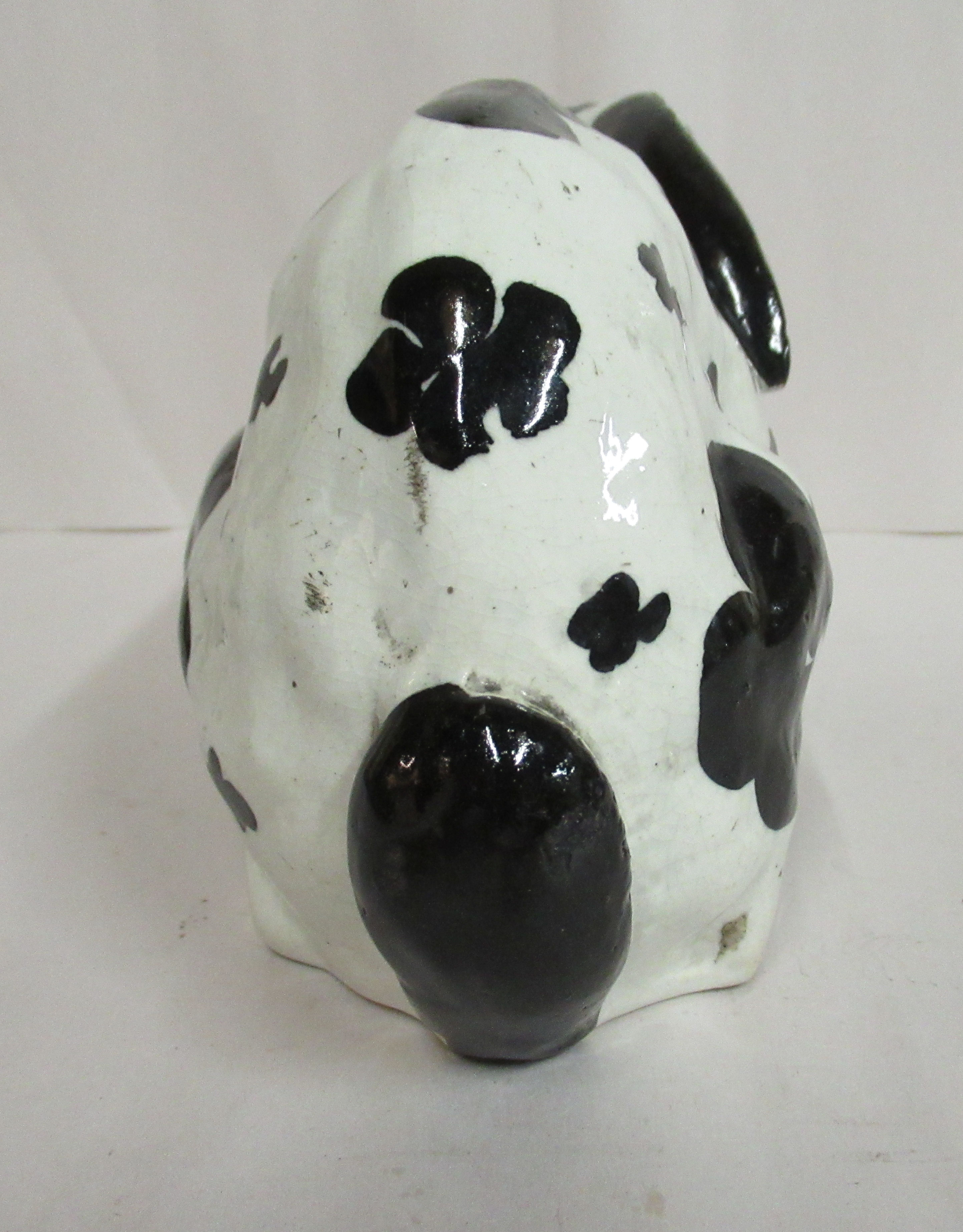 A mid 19thC Staffordshire pottery model, a seated rabbit with black on white markings, - Image 4 of 5